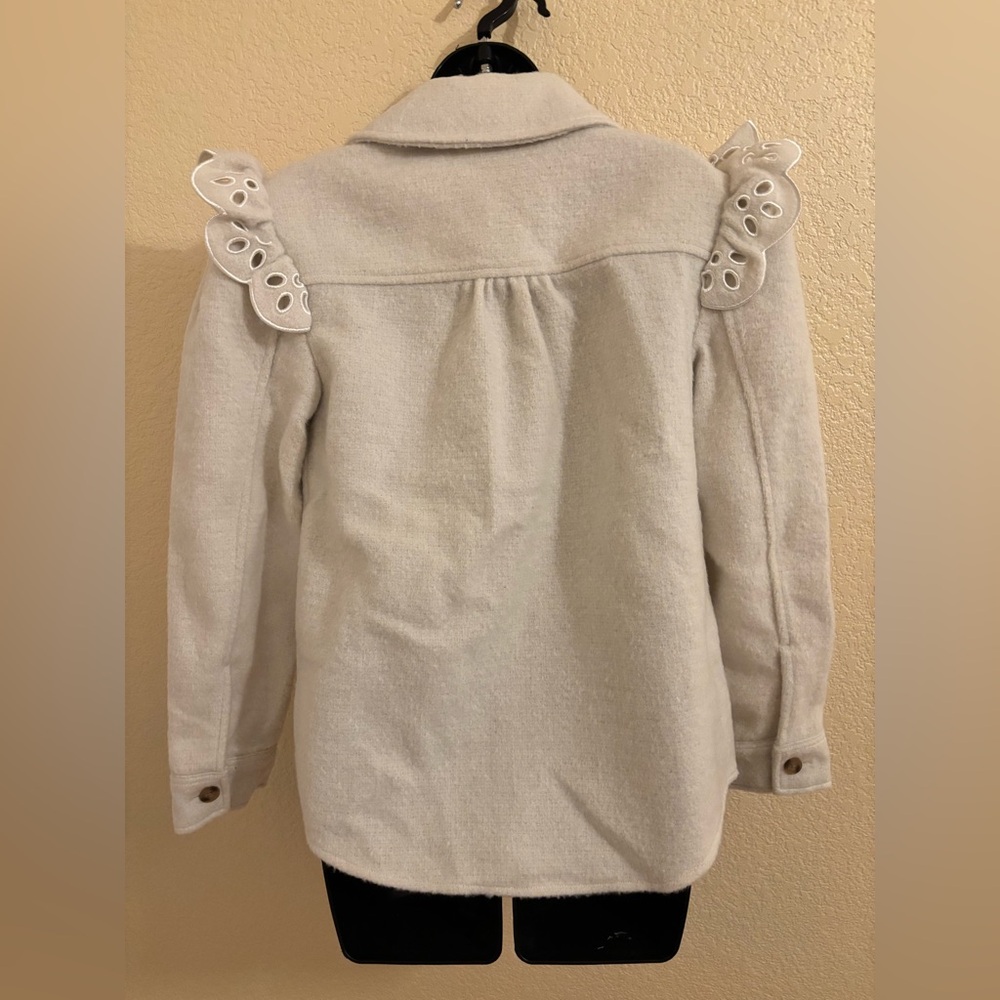 Express Boucle Eyelet Ruffle Shacket NWT - Picture 8 of 9